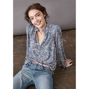 ANTHROPOLOGIE. Maeve. Stained Glass Print Colette Peasant Top Size M.